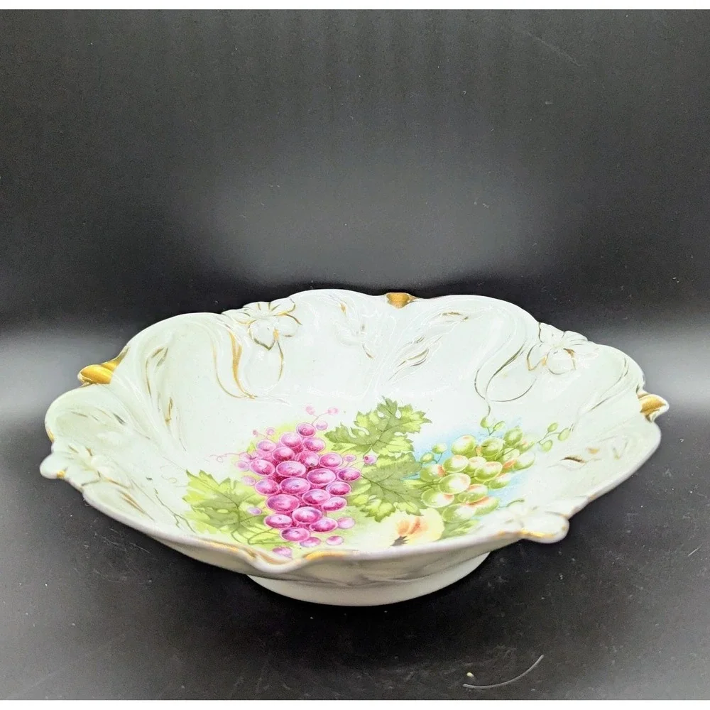 Antique Art Nouveau PS Germany Fruit Centerpiece Bowl Transferware 10